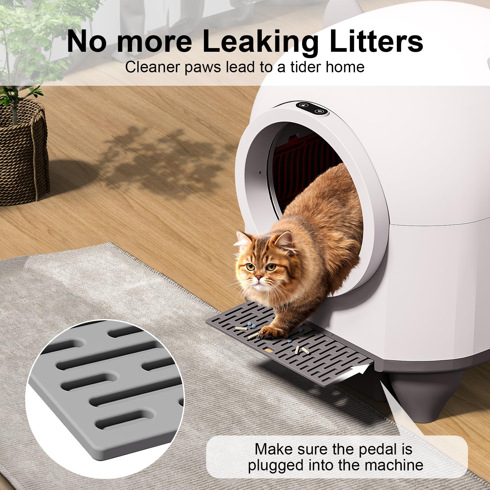 Self Cleaning Cat Litter Box - 80L Large Automatic Litter Robot for Multiple Cats with APP Control & Odor Removal, Includes 1 Roll Waste Bags (White) - Perfect for Busy Pet Owners & Multi-Cat Households