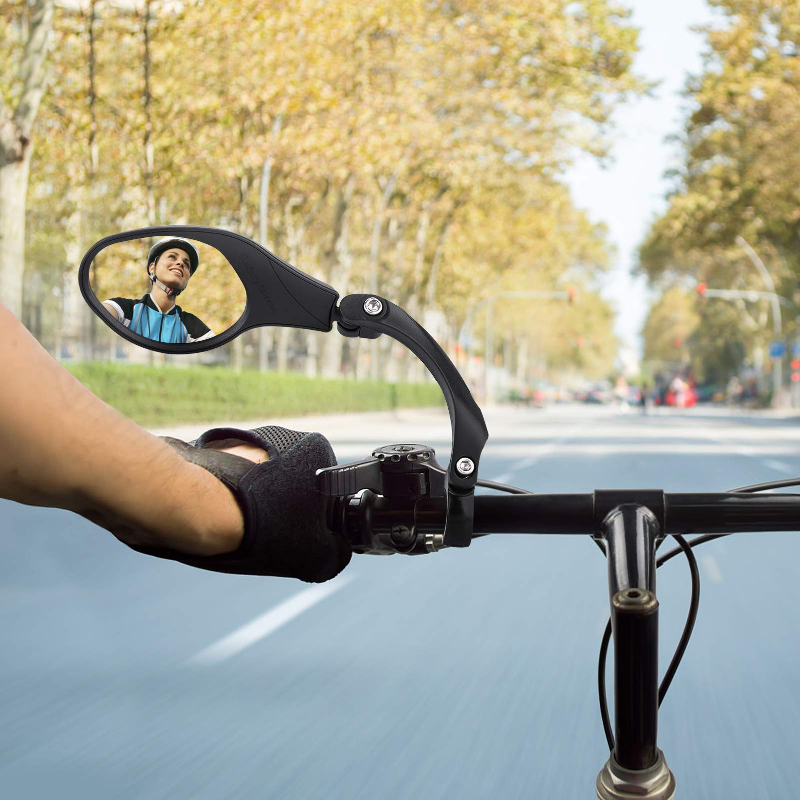 360° Adjustable Rotatable Bike Handlebar Mirror - Rear View Safety Mirror for Mountain & Road Bicycles - Perfect for Cycling Commuting & Outdoor Adventures