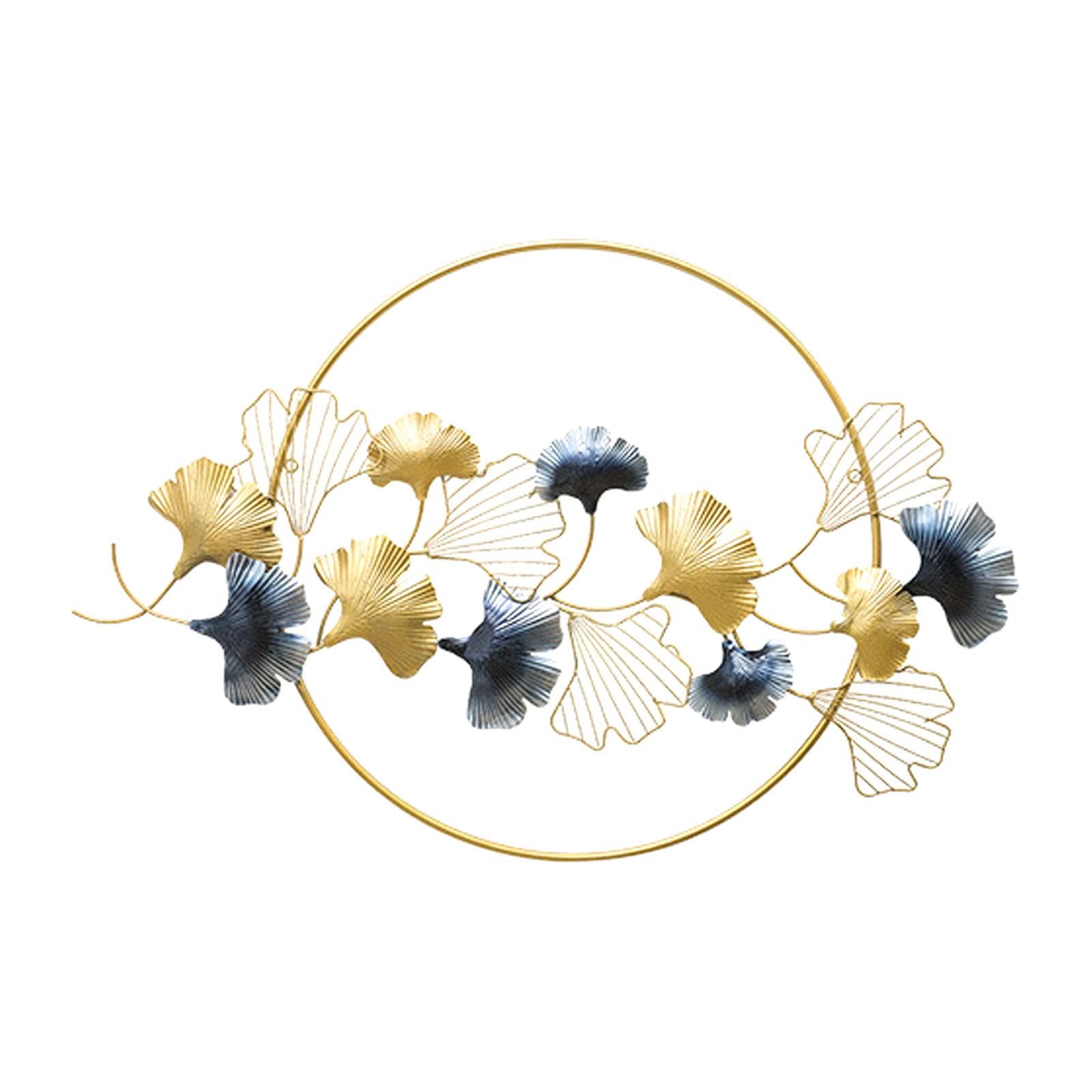 Modern Wrought Iron Ginkgo Leaf Wall Art - Handcrafted Metal Wall Sculpture for Home & Office Decor - Elegant Blue Wall Hanging for Living Room, Bedroom, Study or Workspace - Perfect for Boho, Minimalist & Contemporary Interior Design Styles