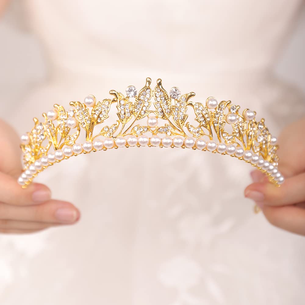 JWICOS Silver Pearl Tiara Crown for Women - Elegant Bridal Wedding Headband for Bride, Prom, Pageant, Party & Birthday Gifts | Perfect for Weddings, Quinceañeras, Pageants & Special Occasions