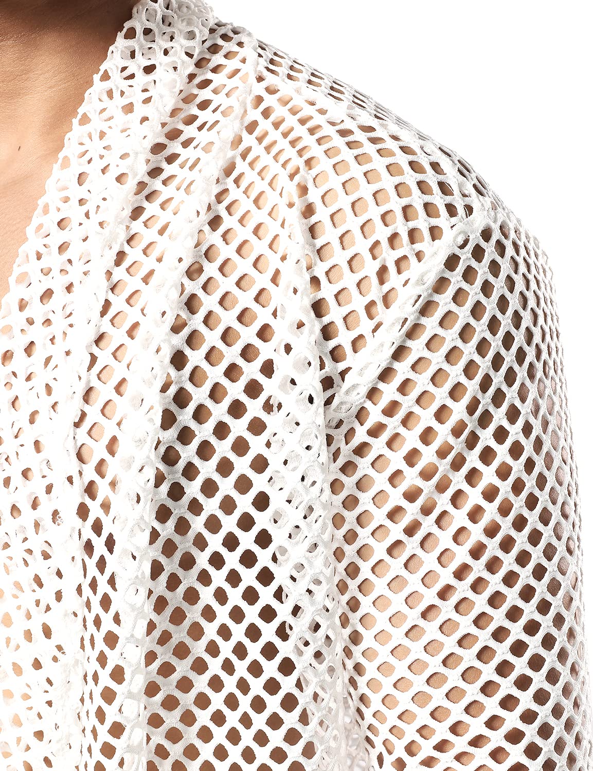 JOGAL Men's Mesh Fishnet Cardigan Fitted Muscle Top - Breathable Workout Shirt for Gym, Running & Streetwear Fashion