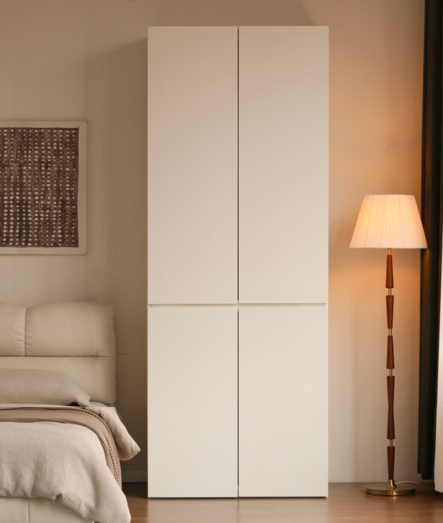 Pine Solid Wood Sectional Large Wardrobe - Cream Style Modern Closet for Bedroom & Living Room Storage Organization