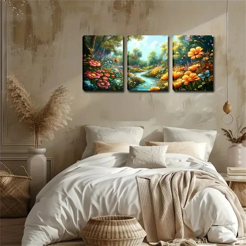 3-Piece Romantic Flower Wall Art Set - Framed Canvas Prints 40x60cm | High Quality Australian Made Wall Decor | Perfect for Living Room, Bedroom & Office Decor