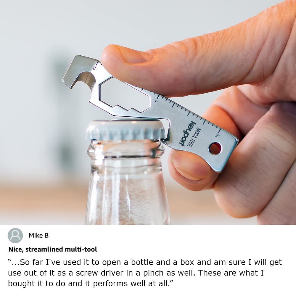Keyport MOCA 10-in-1 Stainless Steel Keychain Multitool - EDC Gear with Pry Bar, Bottle Opener, Screwdriver, Box Cutter & Cord Cutter | TSA Approved Key Organizer | Perfect for Everyday Carry, Outdoor Adventures & Emergency Situations