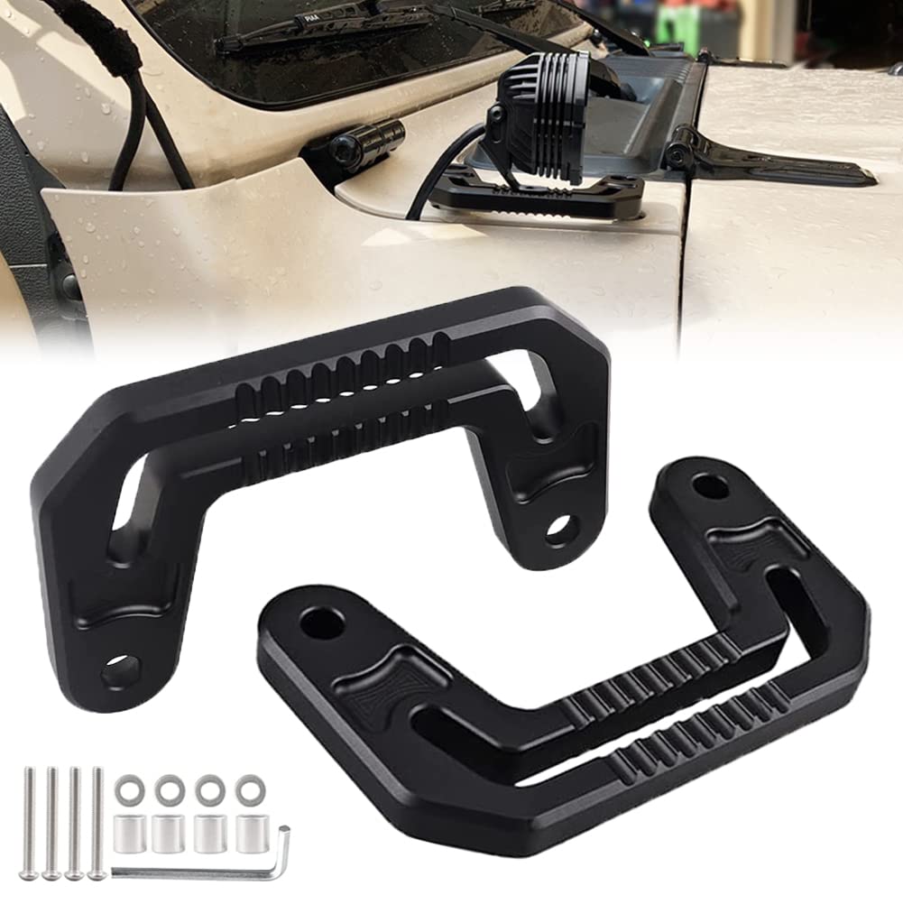 KANGIKX Wrangler JL Light Bar Mount & Hood Light Brackets - Compatible with Jeep Wrangler JL/JLU (2018-2021) & Gladiator JT (2020-2021) - Heavy Duty Black Off-Road Lighting Accessories for Jeep Adventure & Night Driving