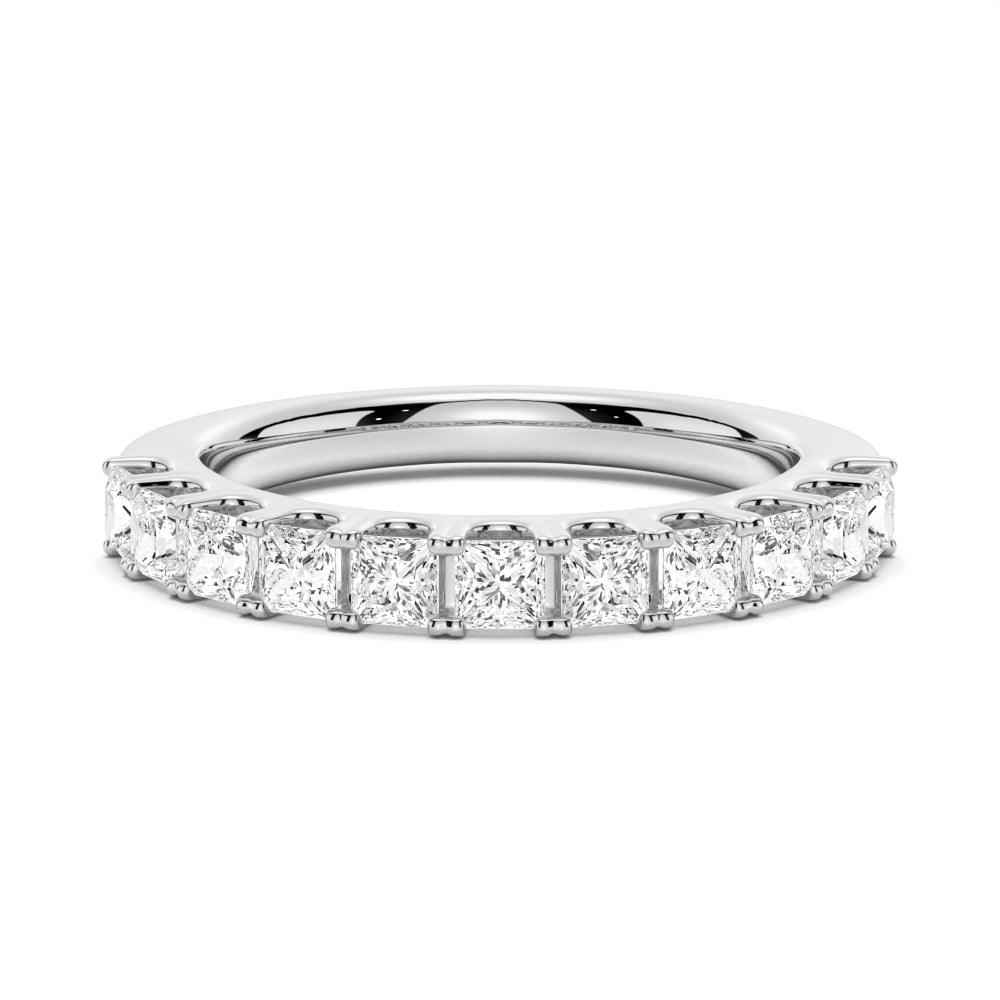 1.65 Carat Princess Cut Moissanite Half Eternity Wedding Band - Elegant Stackable Ring for Women, Perfect for Anniversary, Engagement & Everyday Wear