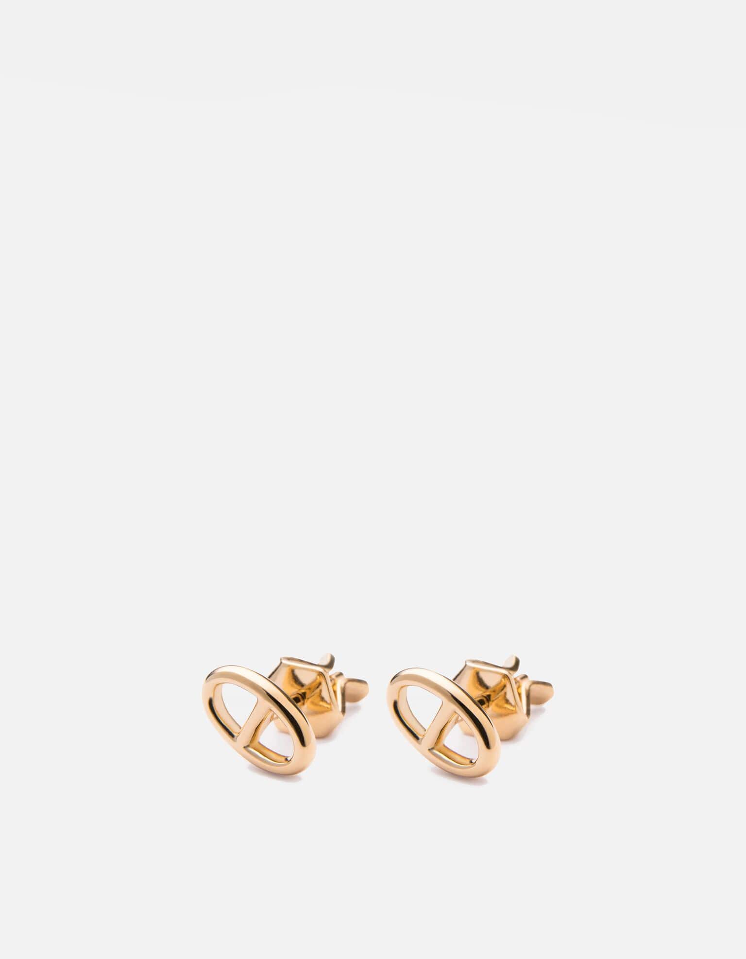 14K Gold Vermeil Link Stud Earrings for Women - Minimalist Dainty Hoop Earrings for Everyday Wear | Perfect for Work, Parties & Special Occasions