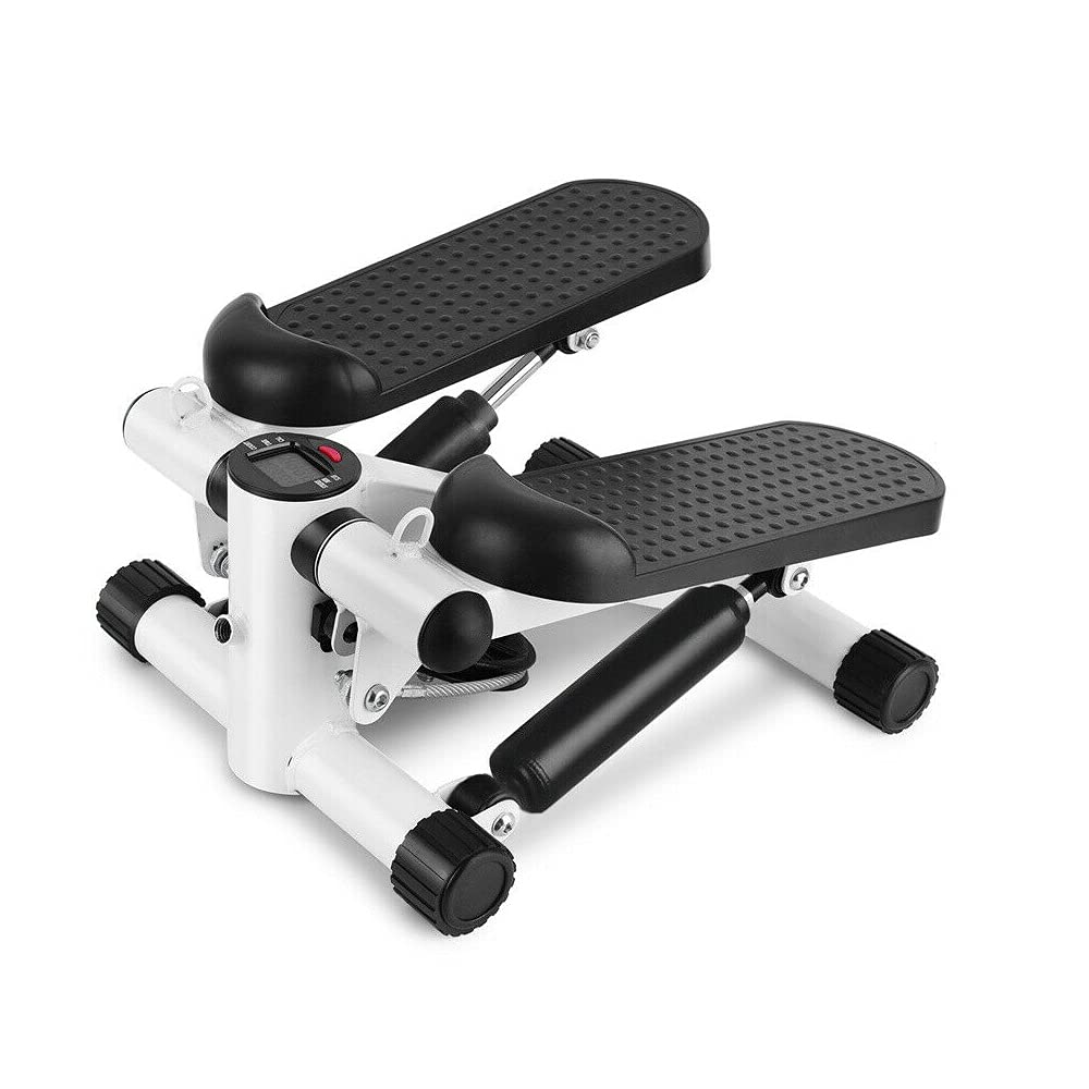 **Hobby Tech Mini Stepper with LCD Digital Display - Calorie Counter, Timer & Rep Tracker - Includes 2 Resistance Bands for Home Workout, Aerobic Exercise (Black & White) - Perfect for Home Gym, Office Fitness & Cardio Training**