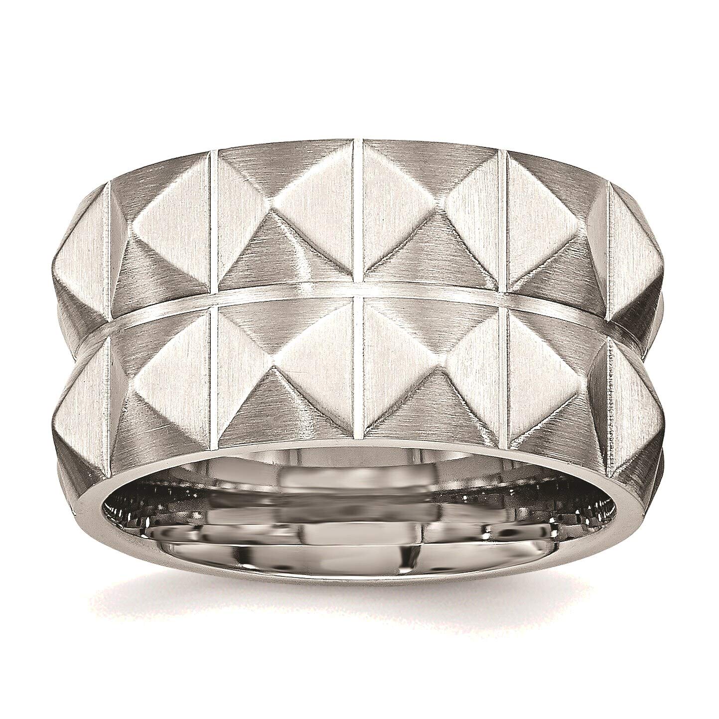Bonyak Stainless Steel Brushed Grooved 12mm Wedding Band Ring for Men - Size 10.5 - Durable & Hypoallergenic Jewelry for Everyday Wear & Special Occasions