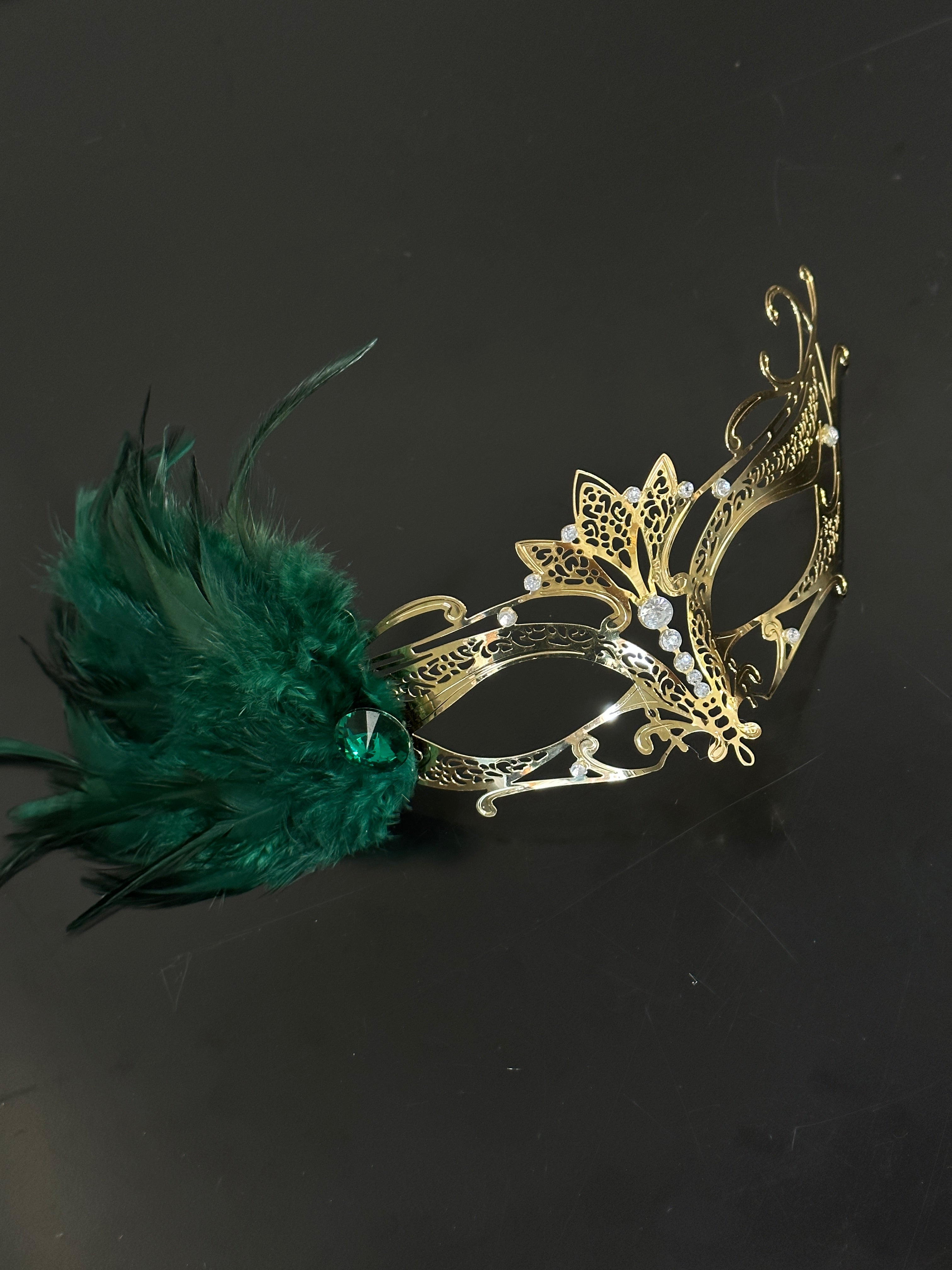 Solara Gold Mask with Emerald Feather - Luxury Skincare for Glowing Skin | Perfect for Spa Nights & Self-Care Routines