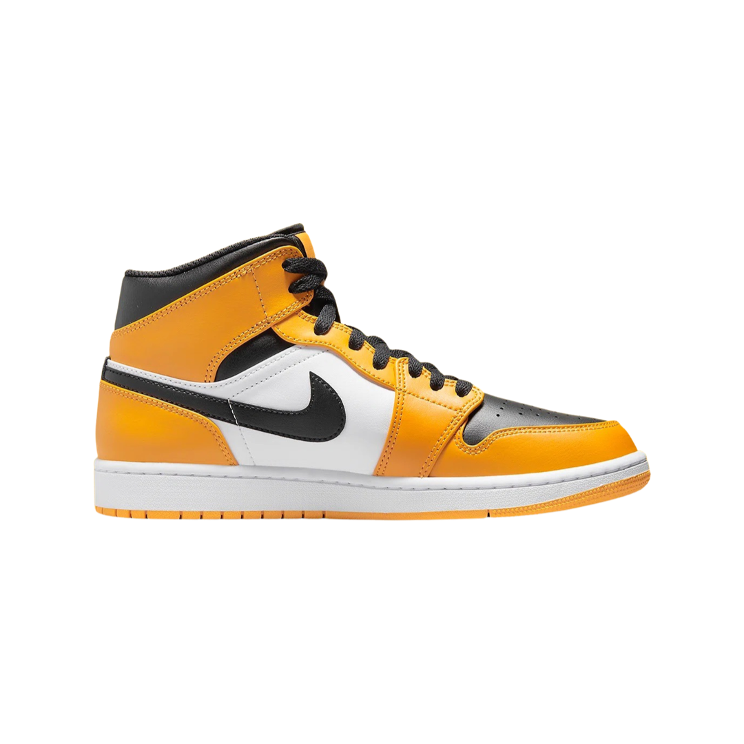 Air Jordan 1 Mid Sneakers - Yellow Toe, Black & White Basketball Shoes for Men | Casual Wear & Street Style Fashion