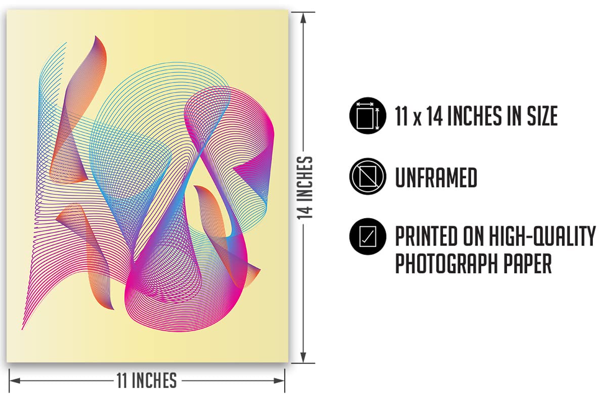 Abstract Moiré Wall Art Print - Minimalist Home Decor for Bathroom, Teen Room & Office - Unframed 11x14 Inches - Unique Gift for Men & Women - Perfect for Modern Living Spaces & Housewarming Presents