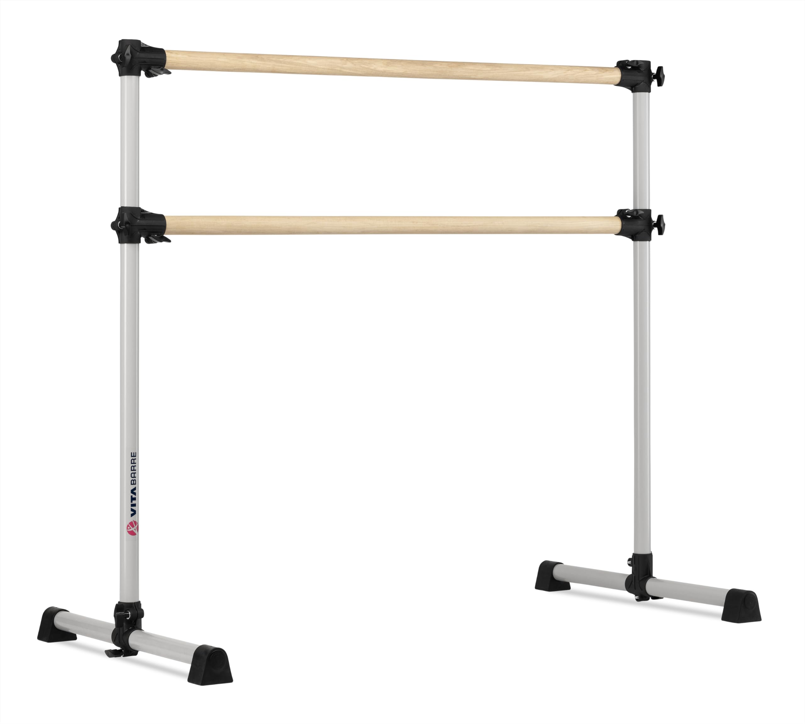 VITA Barre Portable Freestanding Double Ballet Barre - Adjustable Height Wooden Dance Bar for Home & Gym | USA Made Exercise Equipment for Kids & Adults | Perfect for Ballet Practice, Dance Training, Fitness Workouts & Pilates Classes at Home or Studio
