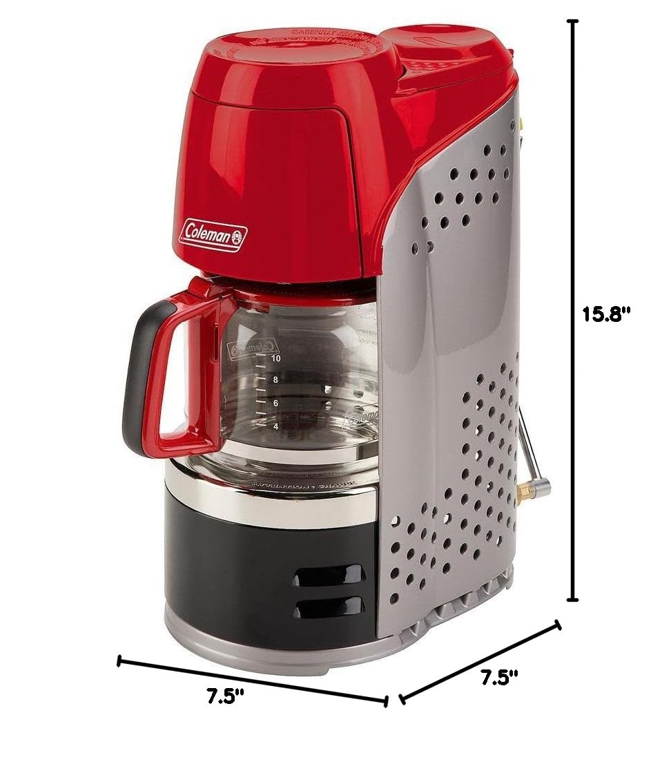 Coleman 2000020942 Red Glass Coffee Maker - Portable Camping Coffee Machine for Outdoor Adventures, RV Trips & Home Use