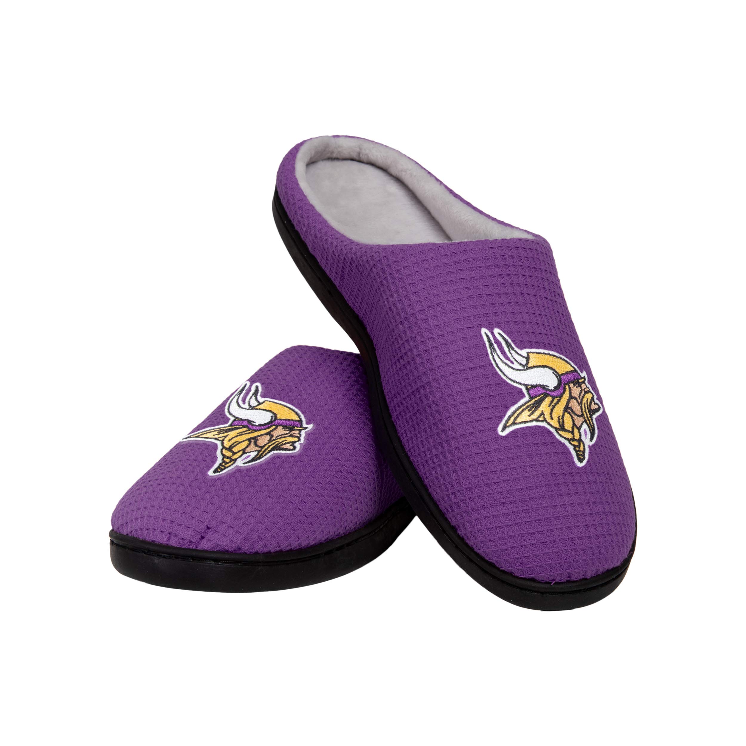 FOCO Men's NFL Team Logo Memory Foam Slide Slippers - Comfortable House Shoes for Indoor/Outdoor Wear - Perfect for Lounging, Gameday & Team Spirit