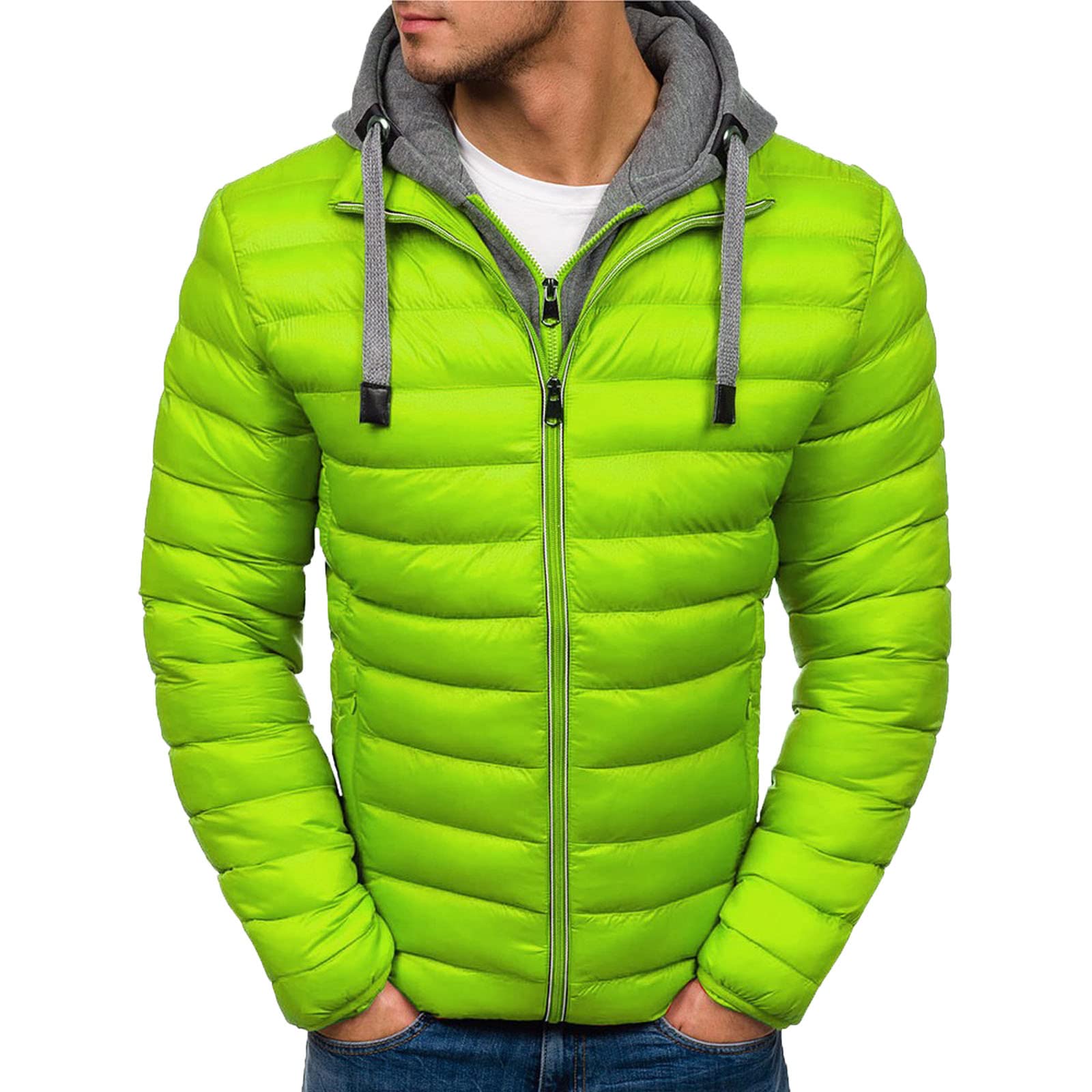Men's Lightweight Warm Down Jacket - Winter Hooded Zipper Coat with Drawstring | Waterproof Windproof Puffer Jacket for Outdoor Activities, Hiking & Daily Wear