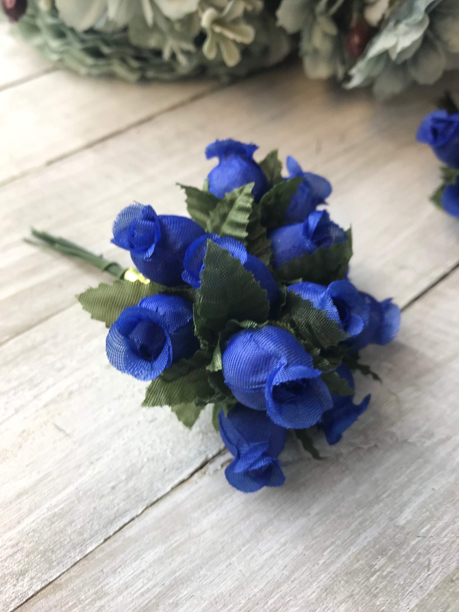 144 Pcs Miniature Silk Rose Flowers for DIY Scrapbooking, Crafts, Bouquets - Royal Blue Handmade Polyester Roses for Valentine's Day, Anniversary, Wedding Decorations & Party Favors - Perfect for Card Making, Gift Wrapping, Home Decor and Event Centerpieces
