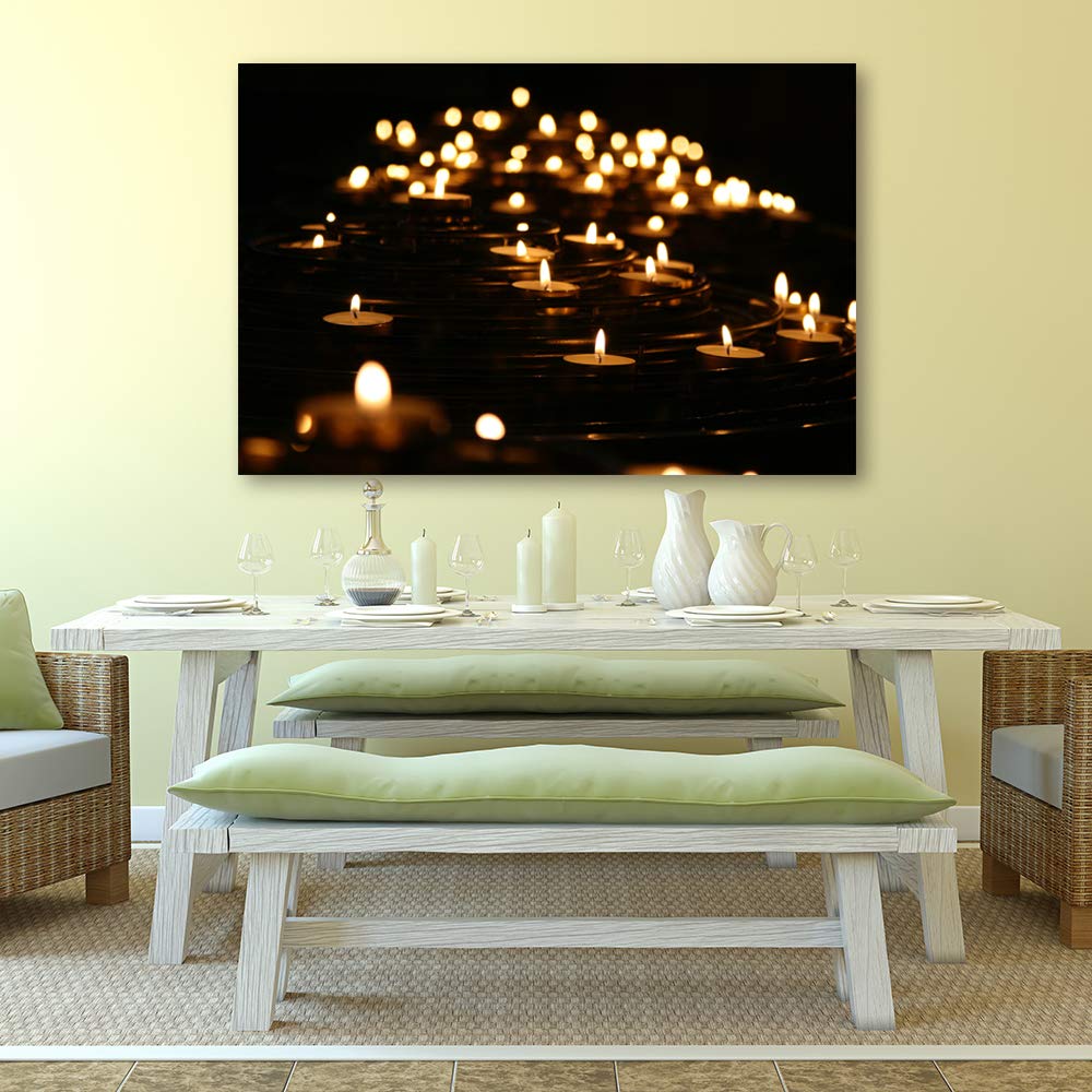 IDEA4WALL Christmas Candles Canvas Wall Art - 16x24 Inch Framed Home Decor Painting for Holiday Celebration | Perfect for Living Room, Bedroom & Christmas Party Decorations