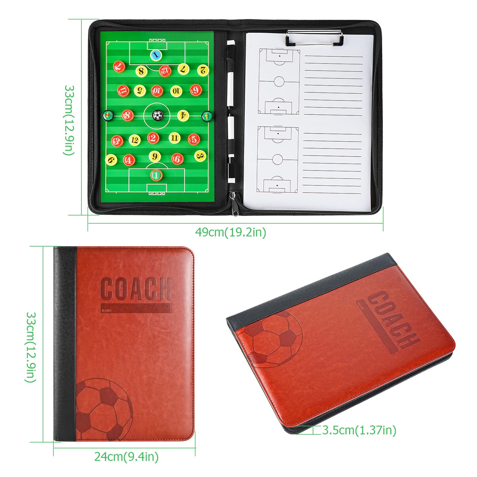 Joyeee Magnetic Soccer Coaching Clipboard Kit - Dry Erase Football Tactics Board with Marker Pen, Paper & Magnets | Perfect for Coaches, Players & Team Strategy Sessions | Portable Playbook Organizer for Training & Game Planning
