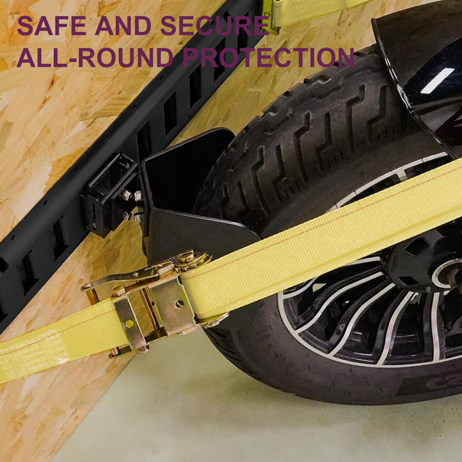 2-Pack E-Track Motorcycle Wheel Chocks for Trailers & Garages - Heavy Duty Dirt Bike Wheel Stabilizer for Secure Transport & Storage
