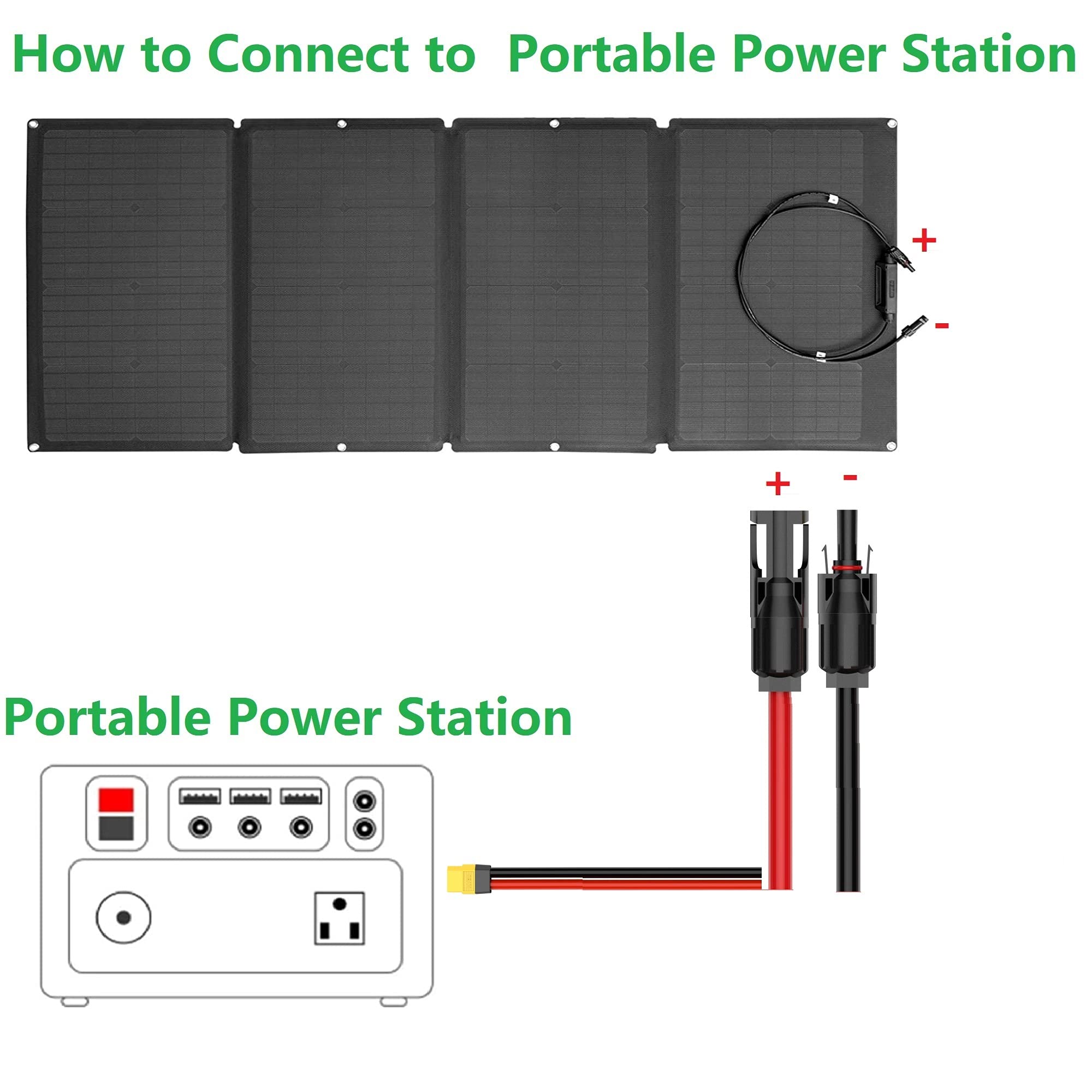 Solar Charge Cable with XT60 Connector - 10Ft Solar Panel Adapter for LiPo Battery Packs, EcoFlow DELTA Portable Power Station & Solar Generators - Perfect for Outdoor Camping, RV Trips & Emergency Power Backup