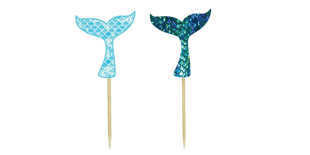 Mermaid Tails Cupcake Toppers - 24pcs Ocean Theme Cupcake Decorations for Birthday Parties, Baby Showers & Under the Sea Themed Events