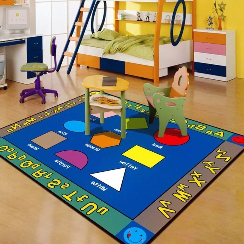 Non-Slip Kids Play Mat - Rainbow Alphabet Educational Carpet for Bedroom & Nursery, 47x71 Inch Round Soft Floor Rug - Perfect for Playrooms, Daycares & Learning Areas (Color: F)