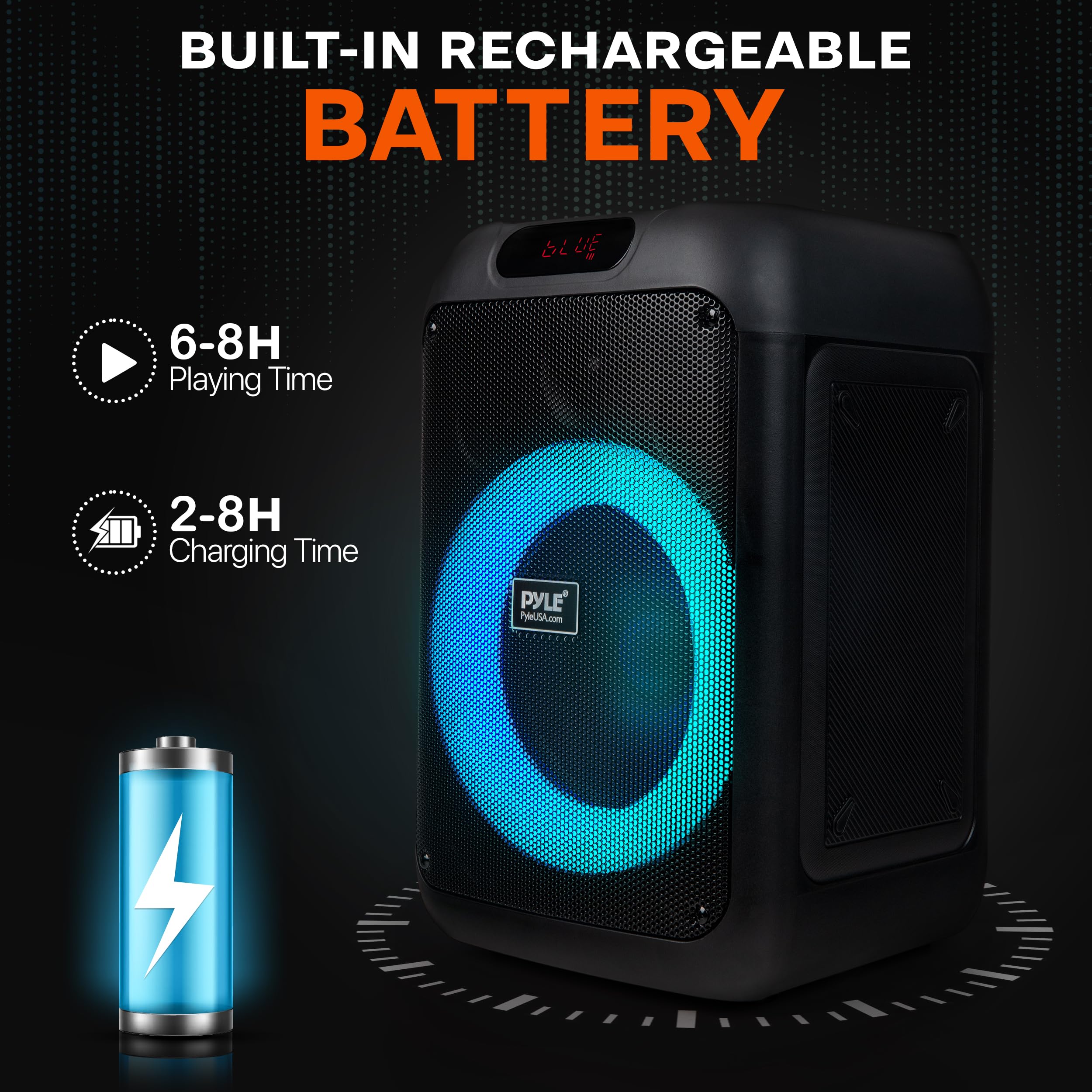Pyle Audio PPHP8496 100W Portable Bluetooth Party Speaker with True Wireless Stereo, Powerful Bass & Clear Treble - Perfect for Outdoor Events, Beach Parties & Home Entertainment