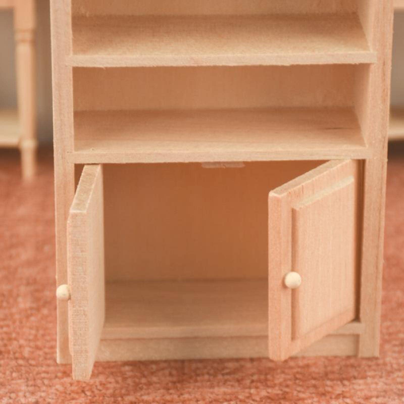 1/12 Scale Miniature Cabinet Bookshelf Model - Dollhouse Furniture Decor for DIY Miniature Scenes, Room Displays & Collector's Showcase