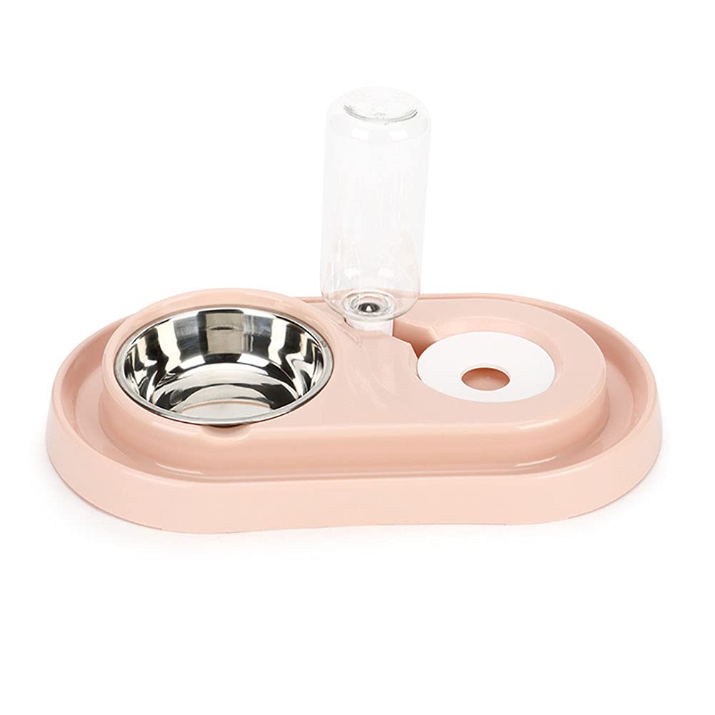 Elevated Double Pet Bowls with Automatic Water Dispenser - Detachable Stainless Steel No-Spill Dog & Cat Feeder for Small/Medium Pets - Perfect for Home, Travel, and Outdoor Use with Puppies, Kittens & Rabbits