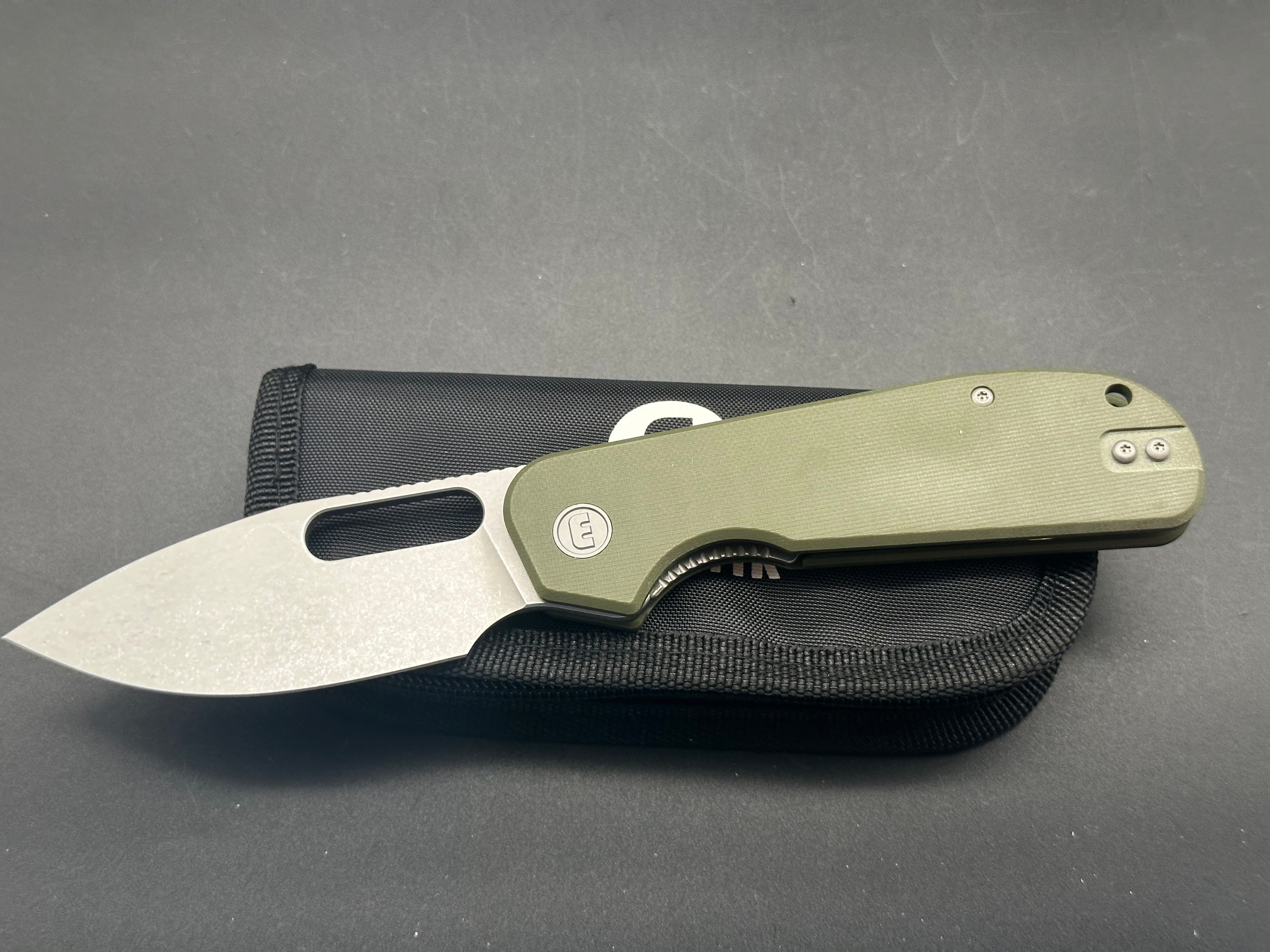 Eutektik EFD OD Green Stonewashed Tactical Knife with LTK Koozie, Patch & Sticker - Outdoor Camping, Survival & EDC Gear