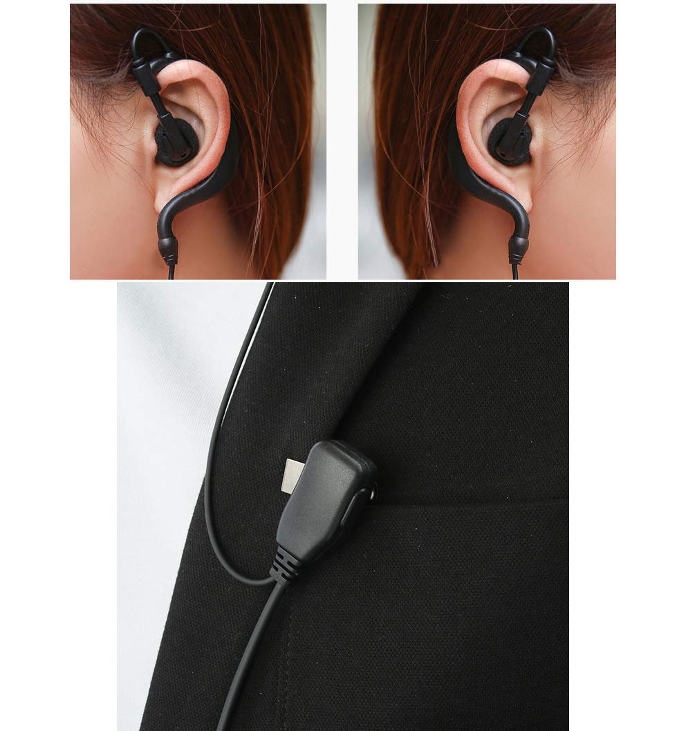 20 Pack Walkie Talkie Earpiece Headset with PTT Mic - 2 Pin 2.5mm/3.5mm G Shape Two Way Radio Headset Compatible with UV5R, 888S, UV-82HP, Kenwood, Retevis H-777, RT21, RT22 - Ideal for Security, Construction, Event Staff & Outdoor Adventures