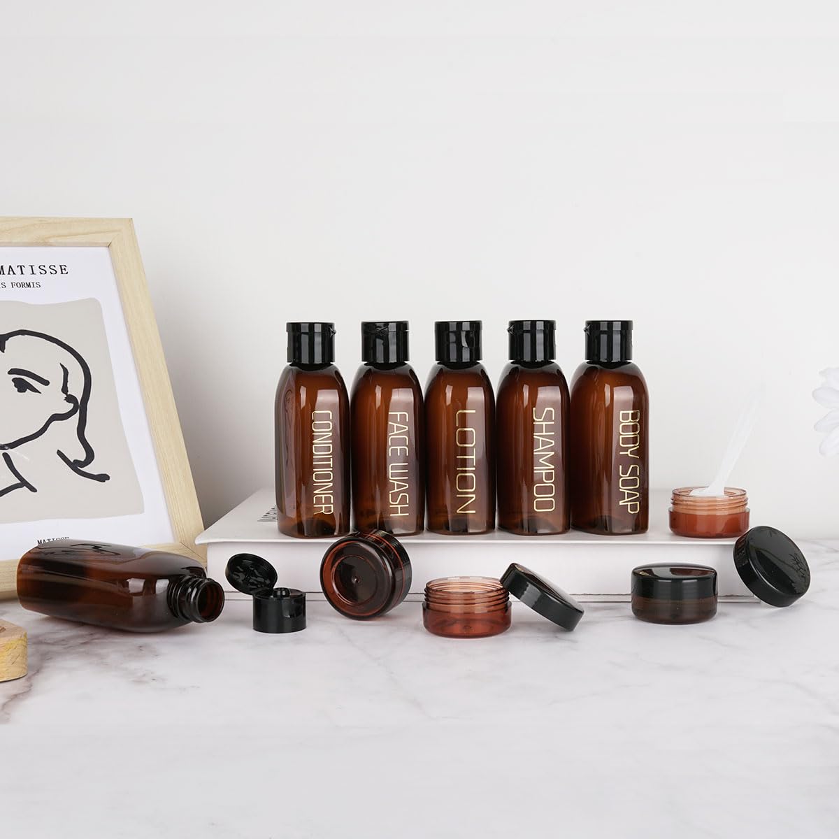 10PCS TSA Approved Leakproof Travel Bottles for Toiletries - Refillable Squeeze Bottles & Cream Jars for Shampoo, Lotion & Cosmetics | Perfect for Air Travel, Gym, Camping & Vacation Essentials