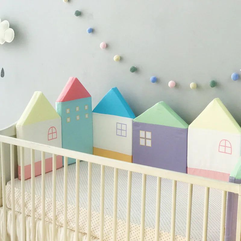 Pastel Houses Theme Baby Crib Bumper - Soft Nursery Bedding for Safe & Comfortable Sleep | Perfect for Newborns, Infants & Toddlers | Nursery Decor & Room Essentials