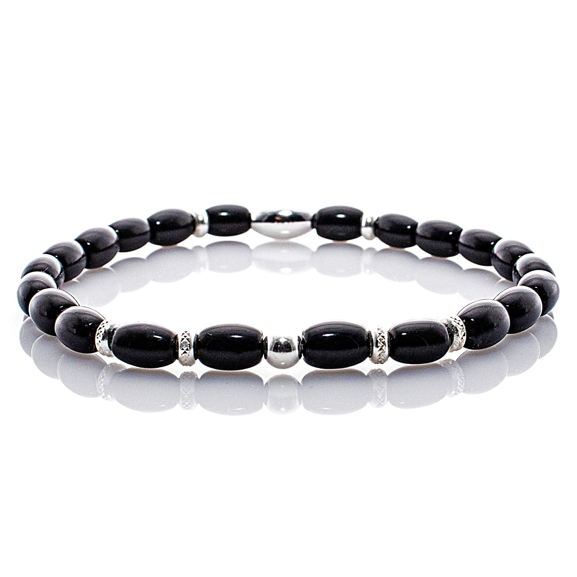 Black Obsidian & 925 Sterling Silver Beaded Bracelet for Women - Protection & Healing Crystal Jewelry for Meditation, Yoga & Spiritual Wellness