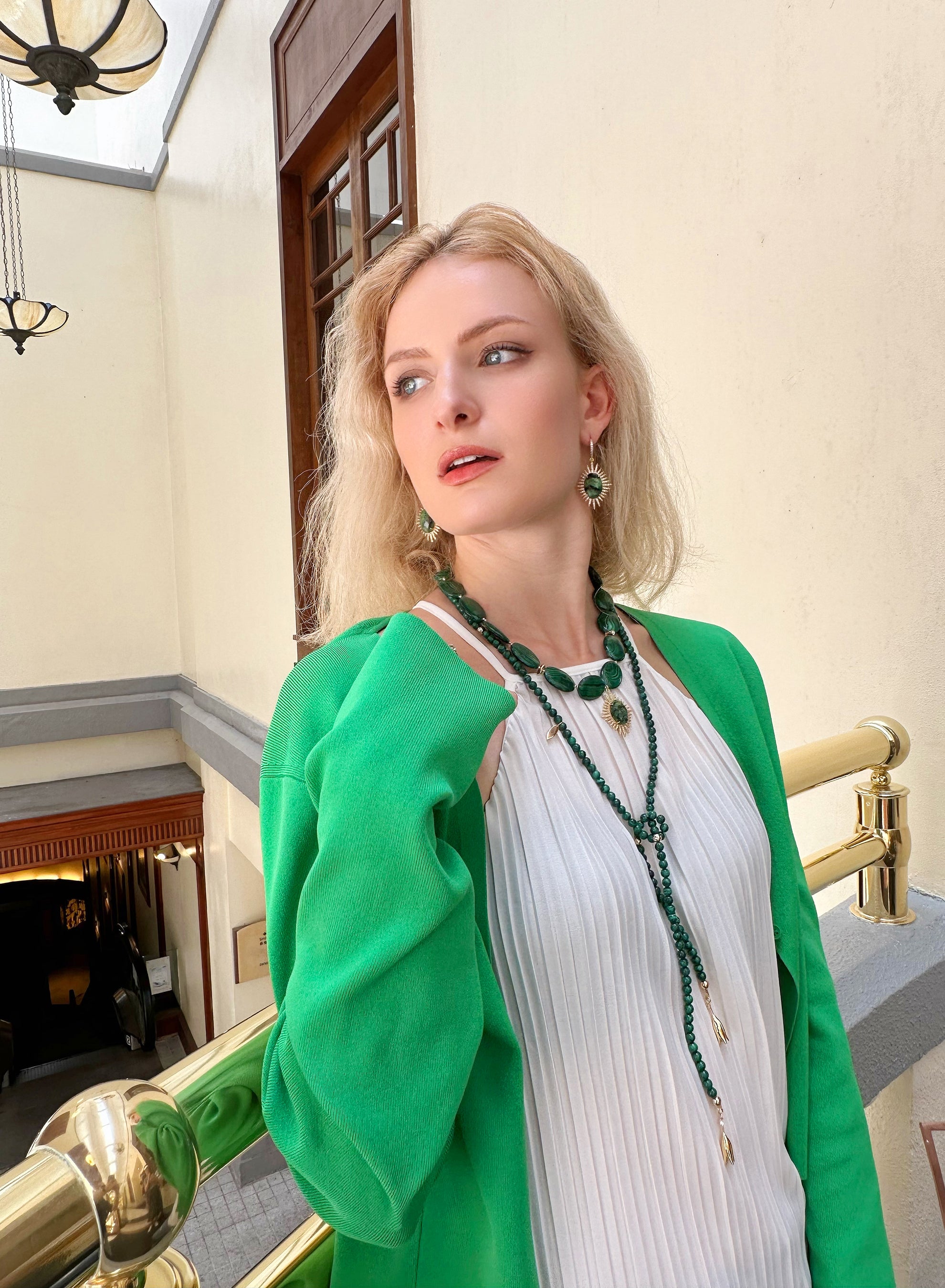 Green Zoisite Statement Earrings KE014 | Handmade Tanzanite Jewelry for Women | Perfect for Weddings, Parties & Special Occasions