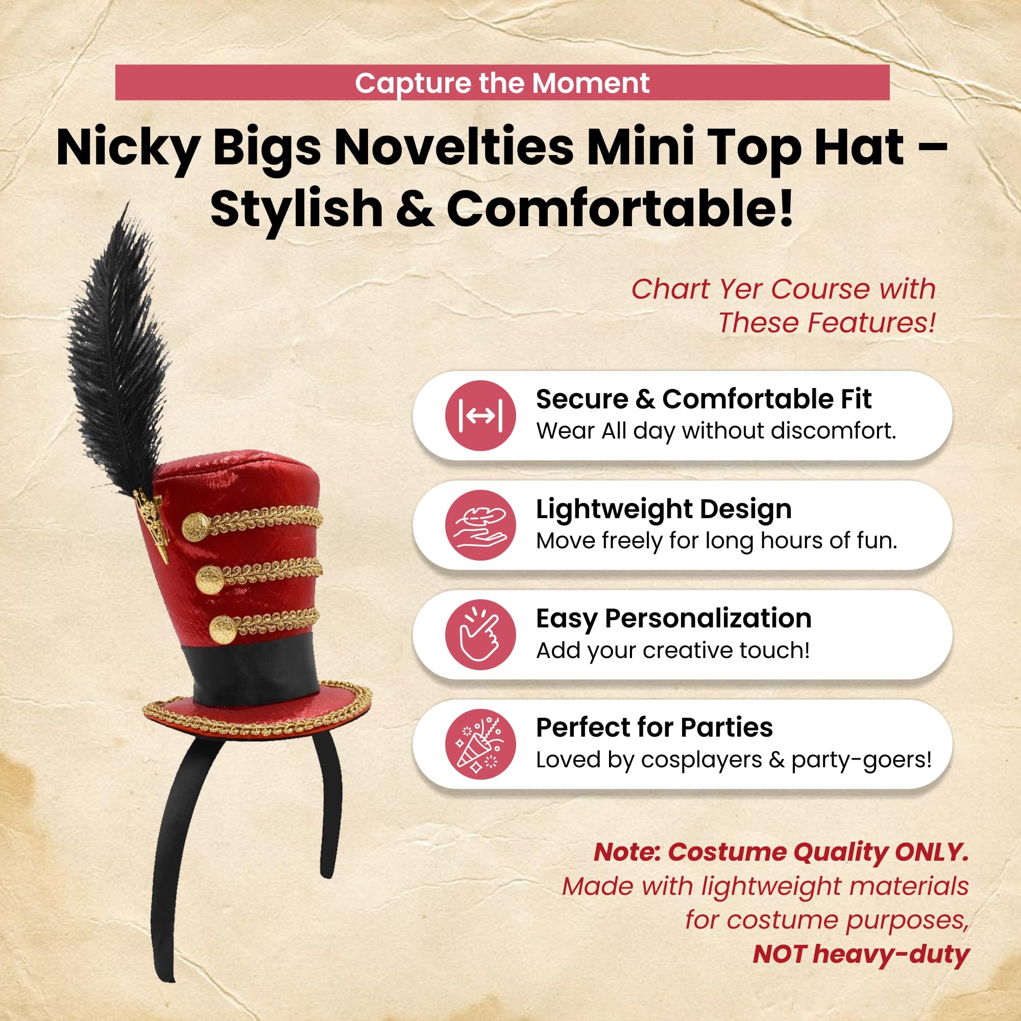 Mini Top Hat Headband - Circus Costume Accessory for Carnival & Parties