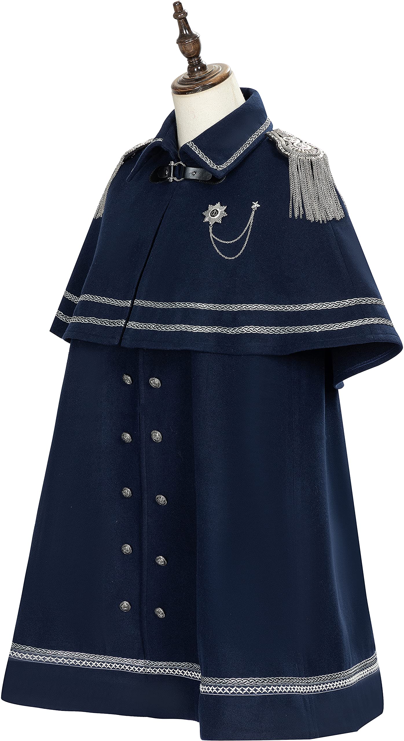 Women's Military Style Lolita Cape - Blue Gothic Kawaii Cosplay Costume for Anime Dress Up | Plus Size Anime Fashion for Girls & Women