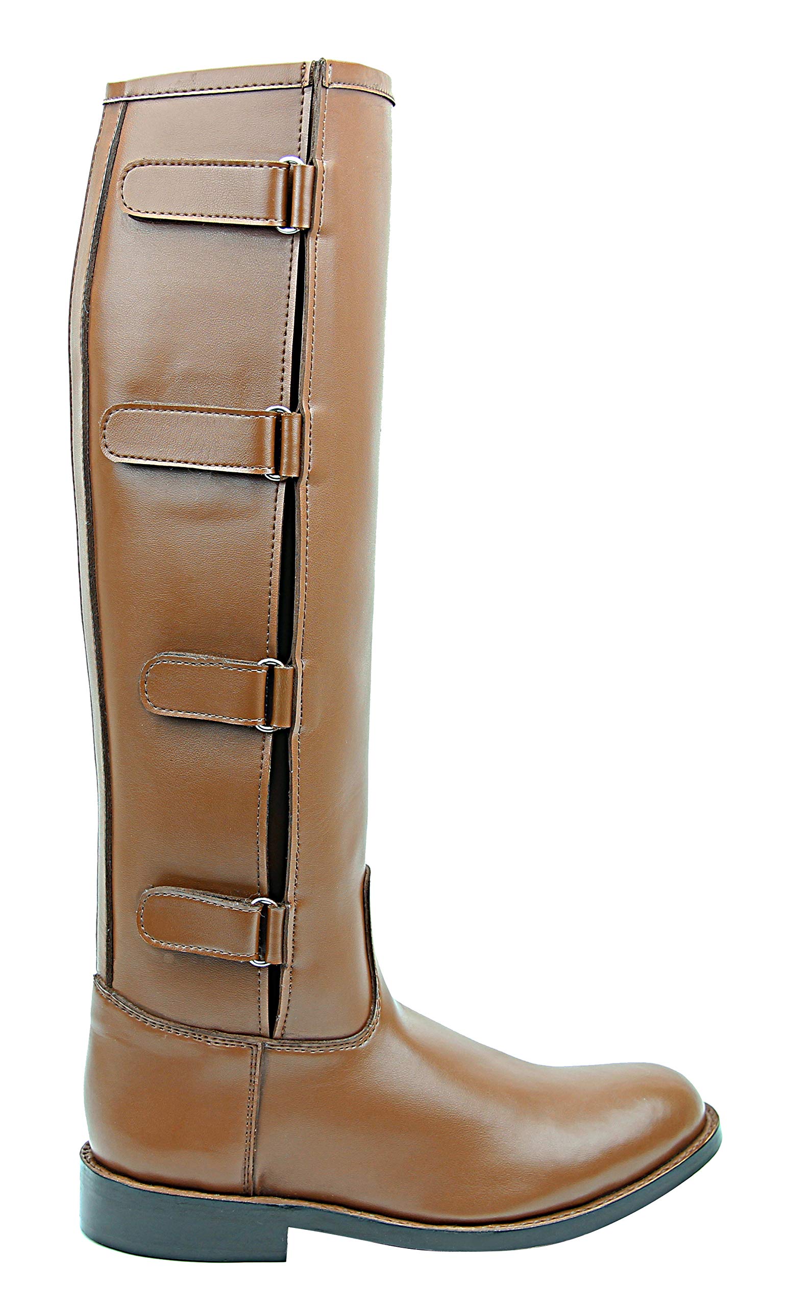 Women's Knee High Leather Equestrian Riding Boots - Tan Brown Equestrian Boots for Horseback Riding, Polo & Outdoor Activities