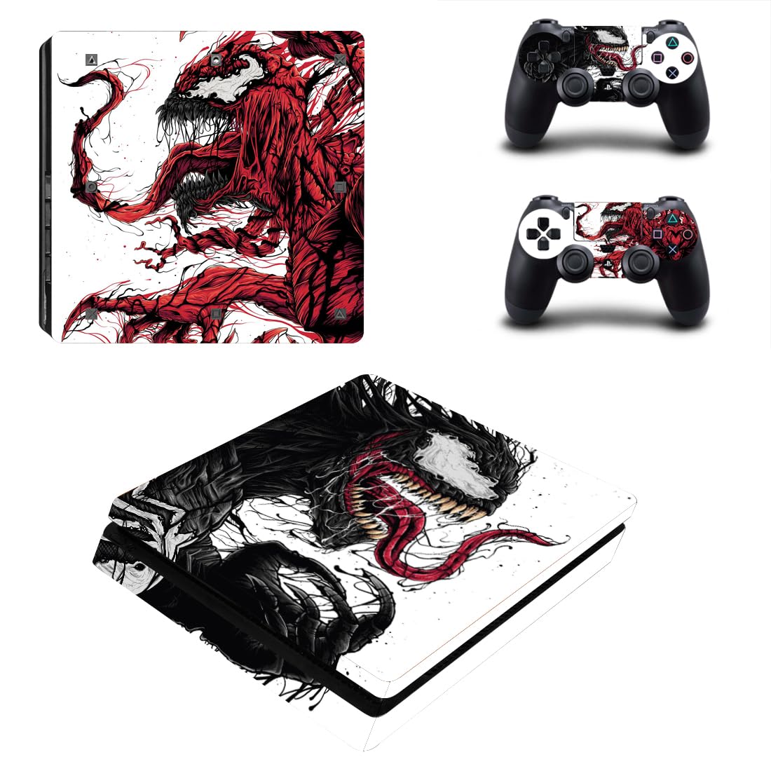 Super Hero Vinyl Decal Skin Stickers for PS4 Slim & PS4 S Console Controllers - Alien Monster Design | Protective Cover for Gaming Accessories | Perfect for Customizing Your Game Console & Controllers