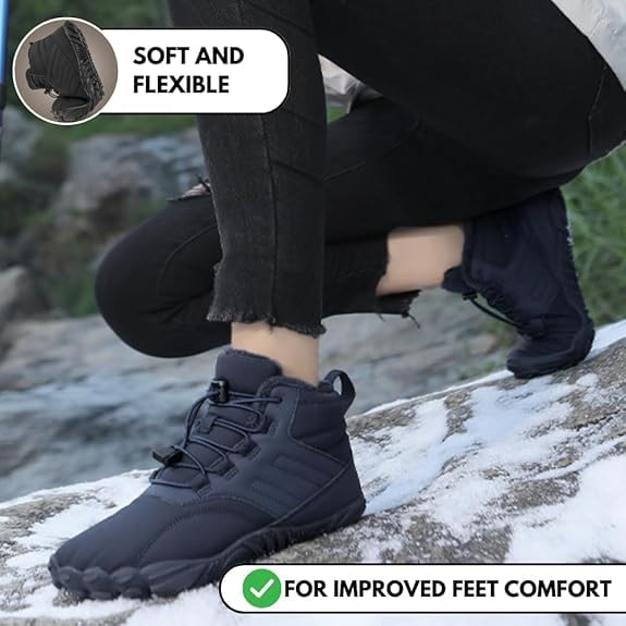 Caspar Pro HF - Non-Slip Winter Barefoot Shoes for Men & Women | Warm Comfortable Unisex Walking Boots | Indoor Outdoor Hiking & Cold Weather Activities