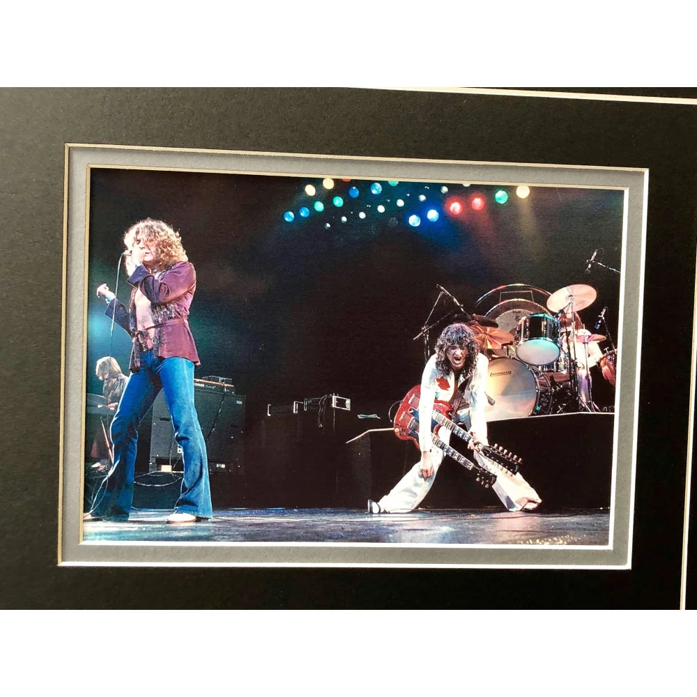Led Zeppelin Framed Concert Memorabilia - Authentic Chicago Stadium Ticket Collage with Autographs - Perfect for Music Fans & Rock Collectors - Home Decor, Gift Idea, Man Cave Display