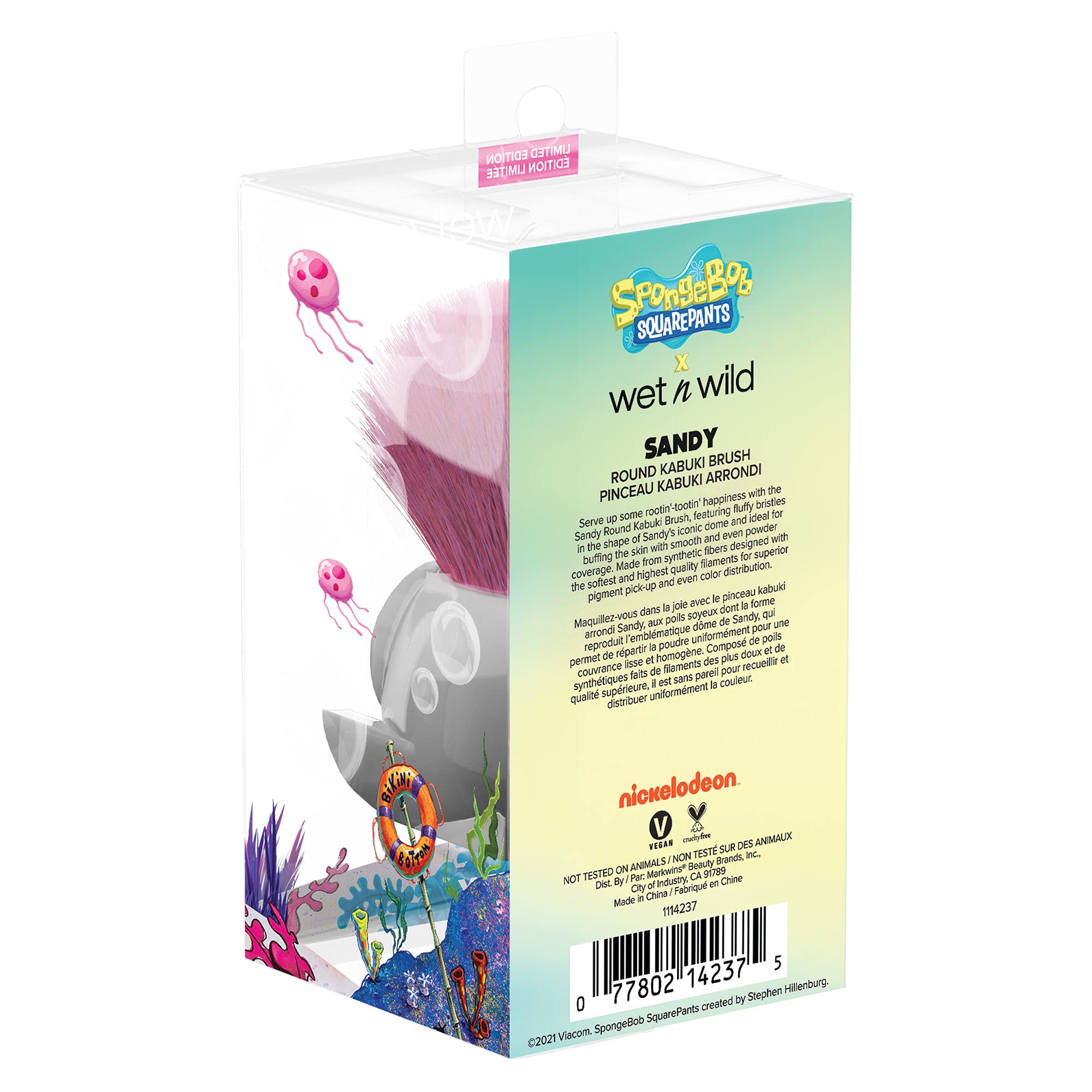 Wet n Wild SpongeBob Squarepants Kabuki Brush #1114237 - Soft Round Foundation & Cheek Makeup Brush for Blending & Contouring | Perfect for Everyday Makeup & Cosplay Looks