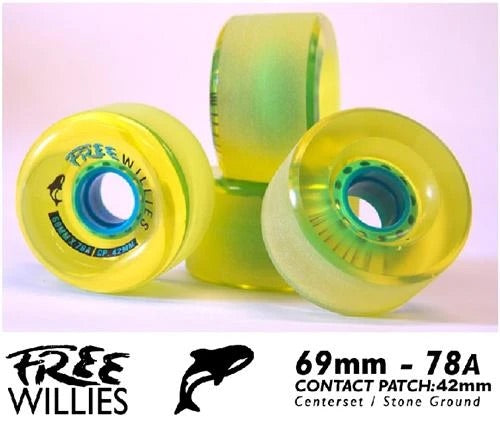 OMEN WHEELS FREE WILLIES V2 69MM 78A GOLD 4 PACK - Premium Longboard Wheels for Smooth Cruising & Downhill Riding - Perfect for Skateboarders & Longboard Enthusiasts