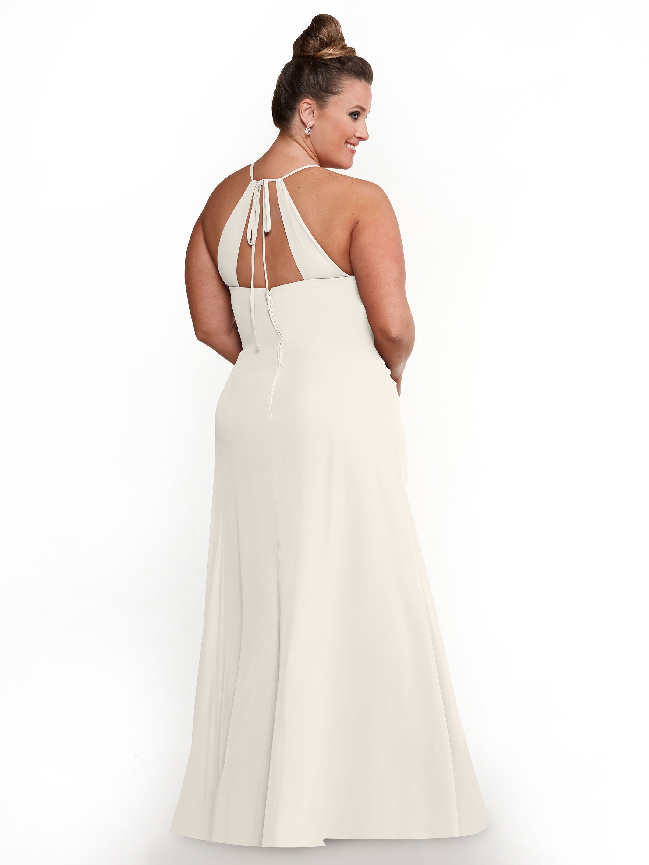 Elegant A-Line Chiffon Bridesmaid Dress with Keyhole Halter Neckline - Perfect for Weddings, Formal Events & Special Occasions