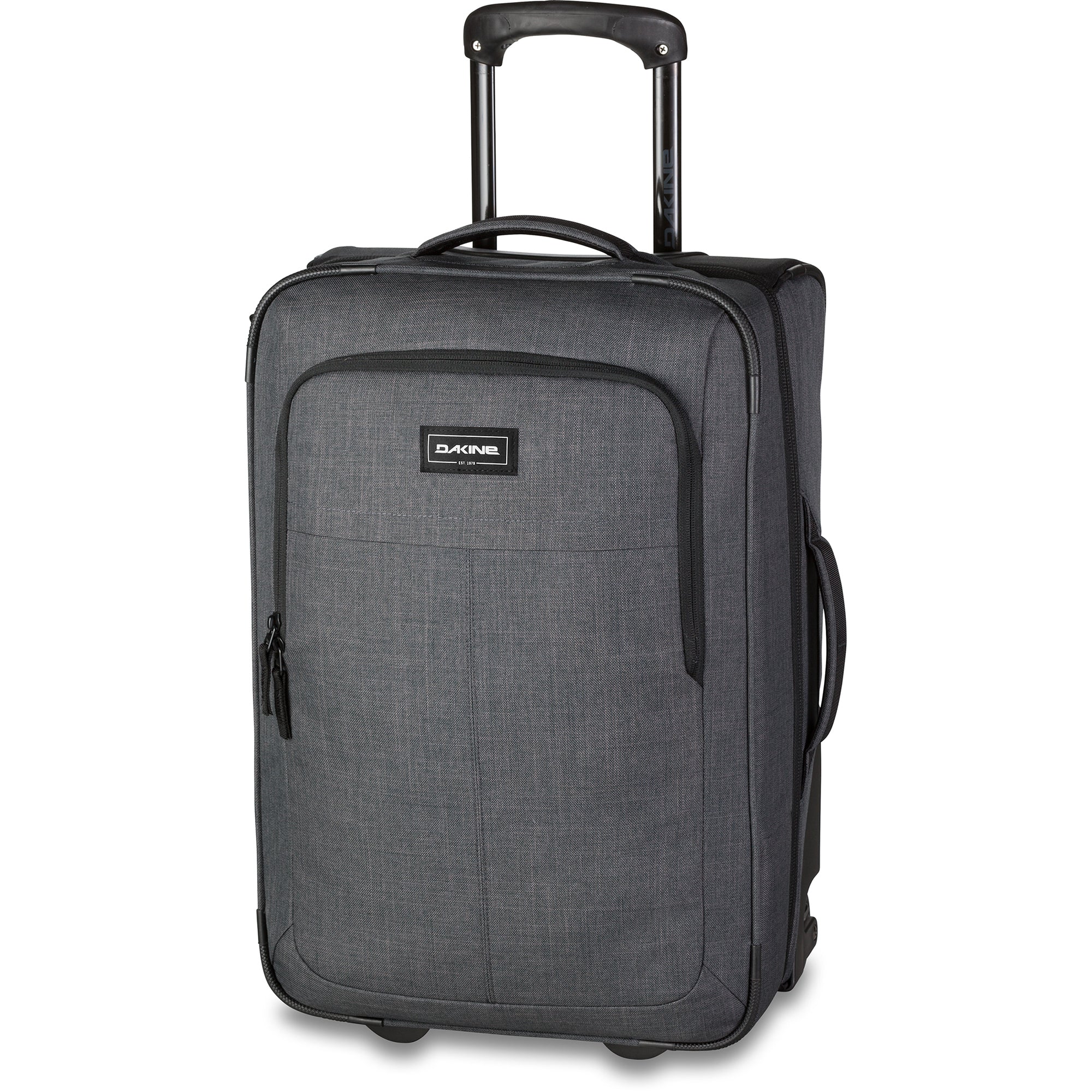 Dakine 42L Carbon Carry On Roller Bag - Lightweight Expandable Luggage for Travel, Business Trips & Weekend Getaways
