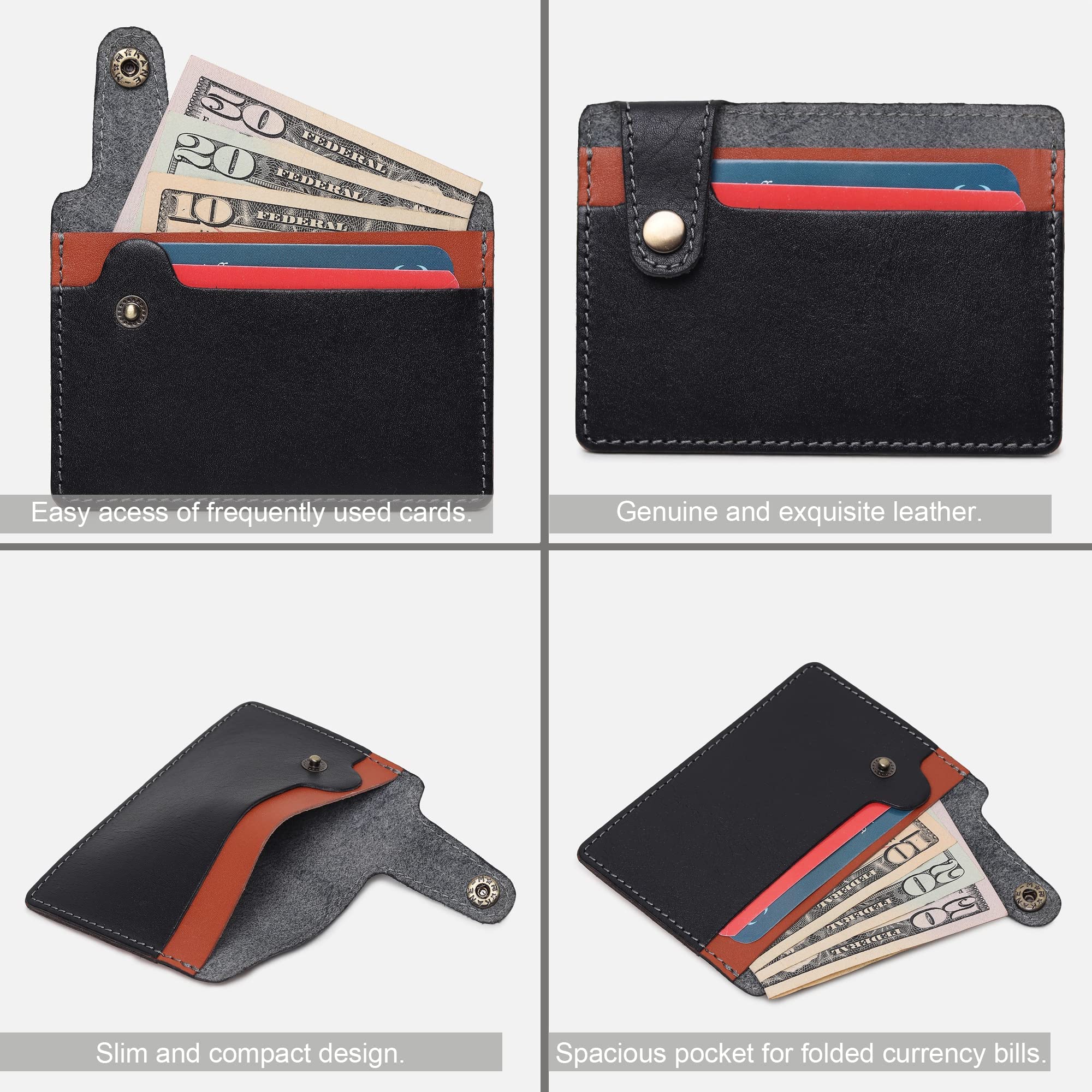 Premium Leather Credit Card Holder - Slim Minimalist Wallet for Women & Men | RFID Blocking Front Pocket Card Case | Perfect for Travel, Business & Everyday Use
