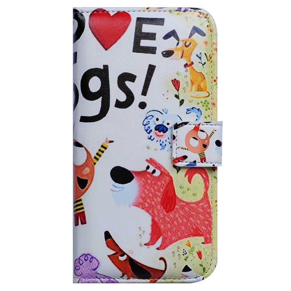 Premium Cute Dogs Leather Flip Wallet Case for iPhone 13 Pro Max - Card Slot Holder & Kickstand | Stylish Protective Cover for Work, Travel & Everyday Use