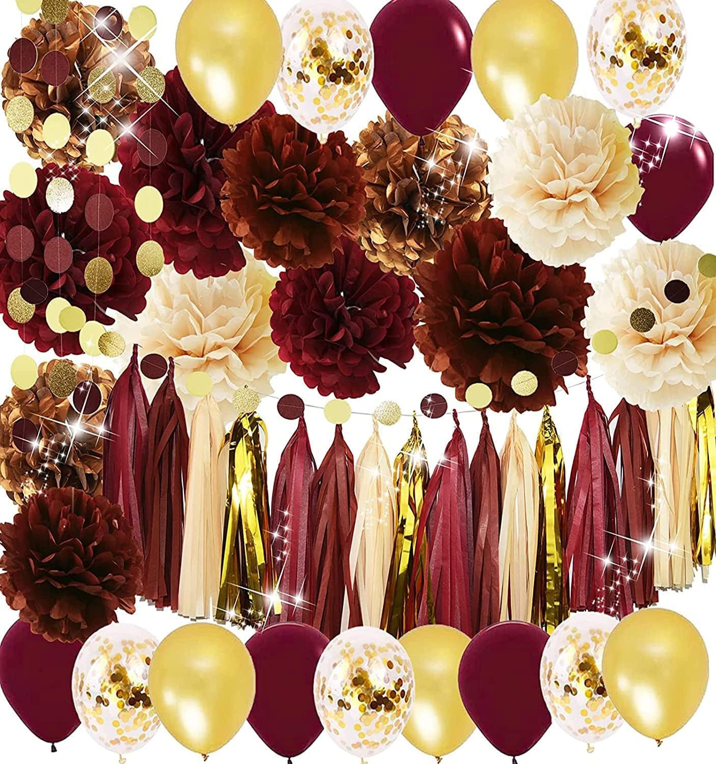 2025 Maroon & Gold Graduation Decorations | Burgundy Graduation Party Supplies | Fall Bridal Shower Decor | Maroon Gold Balloons | Elegant Birthday Party Decor for Women - Perfect for Graduation Ceremonies, Fall Weddings & Birthday Celebrations