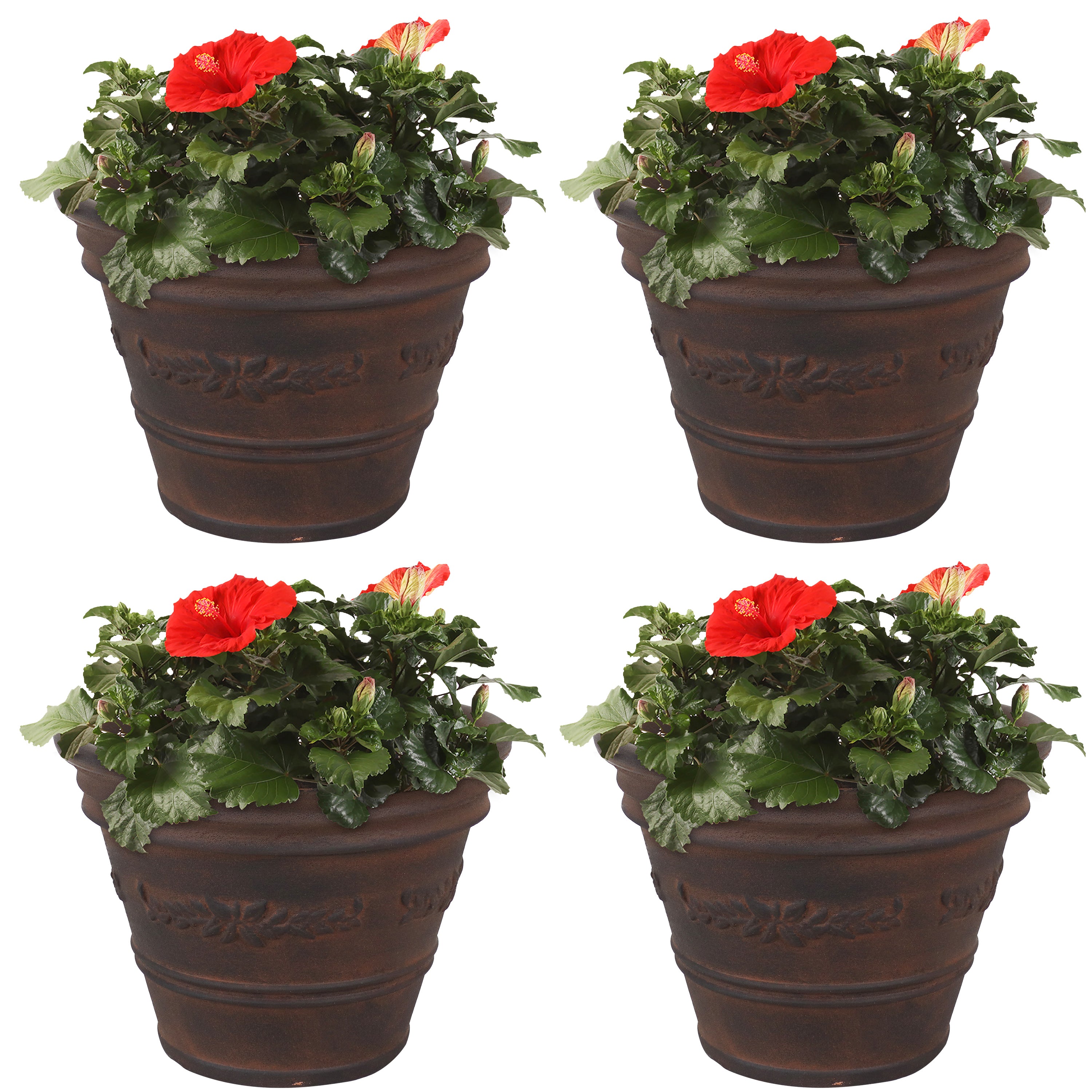 Sunnydaze Laurel Polyresin Outdoor Flower Pot Planter - Rust Resistant Garden Decor for Patio, Balcony & Backyard Landscaping